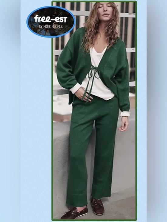 Free People Sweaters - Free People Free-est Solar Sweater Set Cardigan/Pants Green XS